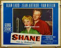 y162 SHANE movie lobby card #7 '53 Jean Arthur & Van Heflin close up!