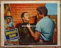 y190 SMUGGLER'S ISLAND movie lobby card #7 '51 Chandler grabs Asian!