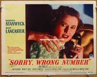 y208 SORRY WRONG NUMBER movie lobby card #5 '48 Barbara Stanwyck