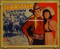 w279 SUNDOWN ON THE PRAIRIE movie title lobby card '39 Tex Ritter, Massey
