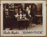 y253 SUNNYSIDE #4 movie lobby card R20s Charlie Chaplin at breakfast!