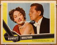 y256 SUNSET BLVD movie lobby card '50 Holden & Swanson close up!