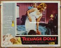 y275 TEENAGE DOLL movie lobby card #4 '57 film noir, sexy bad girl!