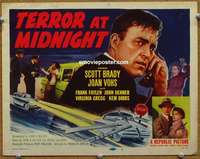 w287 TERROR AT MIDNIGHT movie title lobby card '56 Scott Brady film noir!