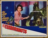 y285 TERRORNAUTS movie lobby card #1 '67 cool space alien image!