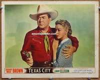 y286 TEXAS CITY movie lobby card '52 Johnny Mack Brown, Lois Hall