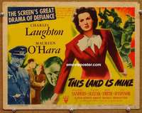 w291 THIS LAND IS MINE movie title lobby card '43 Charles Laughton, O'Hara