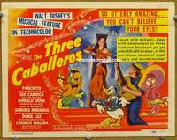 w292 THREE CABALLEROS movie title lobby card '44 Donald Duck, Panchito