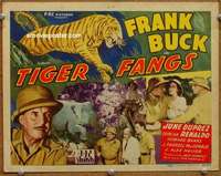 w294 TIGER FANGS movie title lobby card '43 WWII, Frank Buck, June Duprez