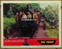 y325 TRAIN movie lobby card '65 WWII hostages tied to train!