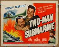 w304 TWO-MAN SUBMARINE movie title lobby card '44 Tom Neal, Ann Savage