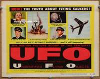 w306 UFO movie title lobby card '56 cool flying saucer sci-fi doc!
