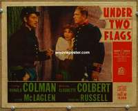 y349 UNDER TWO FLAGS movie lobby card '36 Ronald Colman, Colbert