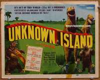 w311 UNKNOWN ISLAND movie title lobby card '48 dinosaurs, science fiction!