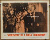 y383 WEREWOLF IN A GIRLS' DORMITORY movie lobby card #6 '63 ghoul!