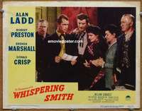 y395 WHISPERING SMITH movie lobby card '48 Alan Ladd, Preston