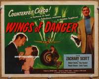 w338 WINGS OF DANGER movie title lobby card '52 Zachary Scott, Kay Kendall