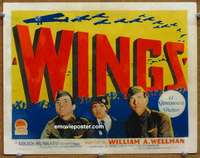 w337 WINGS movie title lobby card '27 Clara Bow, Buddy Rogers, Arlen