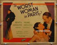 w342 WORST WOMAN IN PARIS movie title lobby card '33 Benita Hume, Menjou