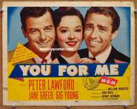 w344 YOU FOR ME movie title lobby card '52 Peter Lawford, Jane Greer