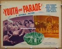 w345 YOUTH ON PARADE movie title lobby card '42 patriotic teen musical!