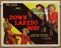 z056 DOWN LAREDO WAY movie title lobby card '53 Rex Allen & Koko, Pickens