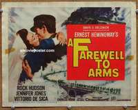 z067 FAREWELL TO ARMS movie title lobby card '58 Rock Hudson, Hemingway