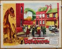 z476 GIANT BEHEMOTH movie lobby card #2 '59 cool dinosaur image!