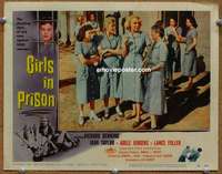 z480 GIRLS IN PRISON movie lobby card #3 '56 smoking female cons!
