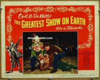 z491 GREATEST SHOW ON EARTH movie lobby card #8 '52 Stewart, Heston