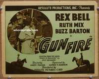 z100 GUNFIRE movie title lobby card '35 Rex Bell, Ruth Mix, Buzz Barton