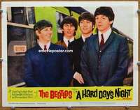 z495 HARD DAY'S NIGHT movie lobby card #3 '64 The Beatles look happy!