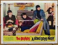 z496 HARD DAY'S NIGHT movie lobby card #5 '64 all 4 Beatles lounging!