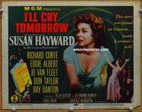 z115 I'LL CRY TOMORROW movie title lobby card '55 Susan Hayward, Conte