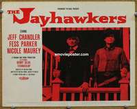 z528 JAYHAWKERS movie lobby card #4 '59 Jeff Chandler, Fess Parker