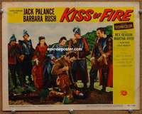 z548 KISS OF FIRE movie lobby card #3 '55 Jack Palance, Barbara Rush