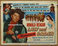 z141 LAW & ORDER movie title lobby card '53 Ronald Reagan, Dorothy Malone