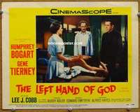z573 LEFT HAND OF GOD movie lobby card #4 '55 priest Humphrey Bogart!