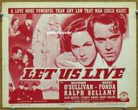 z145 LET US LIVE movie title lobby card R47 Henry Fonda, Maureen O'Sullivan
