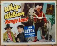 z201 RANGE LAND movie title lobby card '49 Whip Wilson, Andy Clyde
