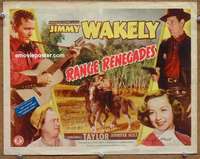 z202 RANGE RENEGADES signed movie title lobby card '48 Jimmy Wakely, Holt