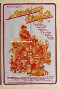 a086 AMERICAN GRAFFITI Aust 1sh R70s George Lucas teen classic, it was the time of your life!