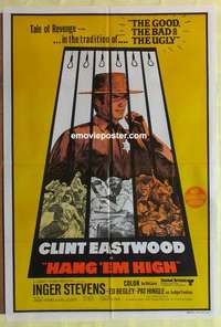 a102 HANG 'EM HIGH Aust one-sheet movie poster '68 Clint Eastwood classic!