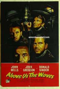 a008 ABOVE US THE WAVES English one-sheet movie poster '56 John Mills, WWII