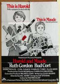 a001 HAROLD & MAUDE English 23x33 movie poster '71 Ruth Gordon, Cort