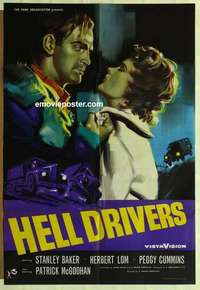 a038 HELL DRIVERS English one-sheet movie poster '57 Baker, Peggy Cummins