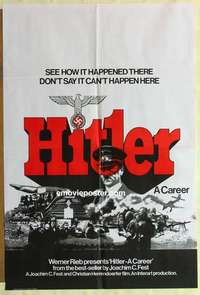 a039 HITLER A CAREER English one-sheet movie poster '77 WWII biography!
