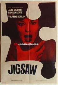 a045 JIGSAW English one-sheet movie poster '62 Val Guest, Jack Warner