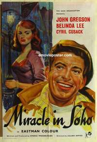 a055 MIRACLE IN SOHO English one-sheet movie poster '57 sexy Belinda Lee!