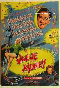 a075 VALUE FOR MONEY English one-sheet movie poster '57 sexy Diana Dors!